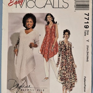 McCall's 7719.  Misses caftan and pants pattern.  Loose fit caftan with shaped hemline, pull on pants, headwrap pattern.   SZ XS-Med Uncut