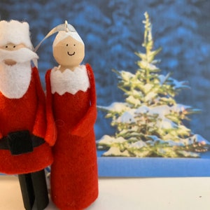 Santa and Mrs. Clause Clothespin Ornament Set