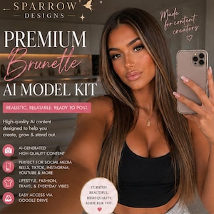 Contentpakket met AI-modellen van brunettes | Lifestyle, mode, reizen (digitale download)