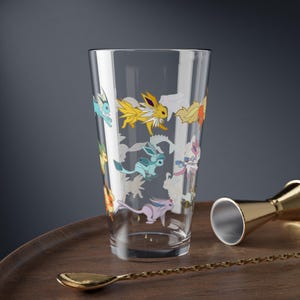 Eeveelutions Mixing Glass: Pokemon-Inspired Barware, Anime Collectible, Epoxy Resin Art for Gamers