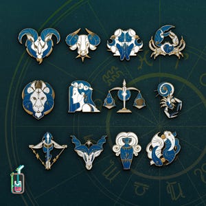Celestial Zodiac Enamel Pins: Western & Chinese Astrological Signs, Constellations, Mythical Creatures