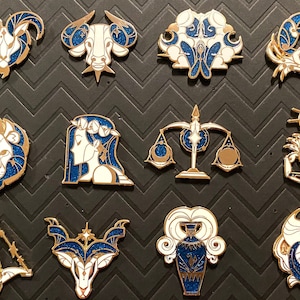 Zodiac Hard Enamel pins : Aries Taurus Gemini Cancer Leo Virgo Libra Scorpio Sagittarius Capricorn Aquarius Pisces Ophiuchus Ox Dragon