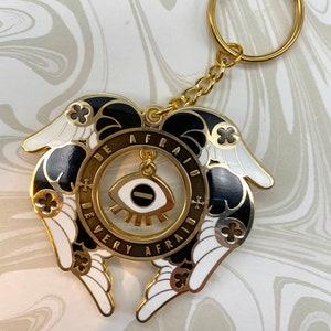 Seraphim Angel &#39;Do Not Be Afraid&#39; Keychain - Occult Geometric Wings Pendant with Providence Eye