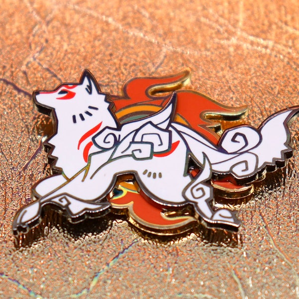 HARD Emaille PIN : Okami, Amaterasu, japanische Mythologie, Hund