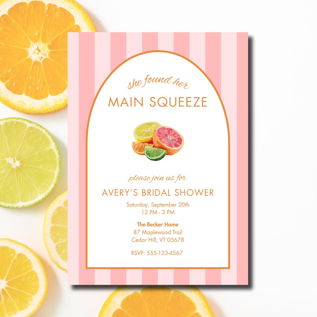 She Found Her Main Squeeze Invitation, Citrus Bridal Shower Invite ...
