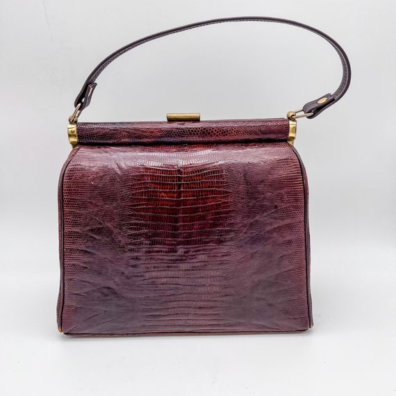 Upcycled 1950s Lesco Brown Alligator Purse - image 2