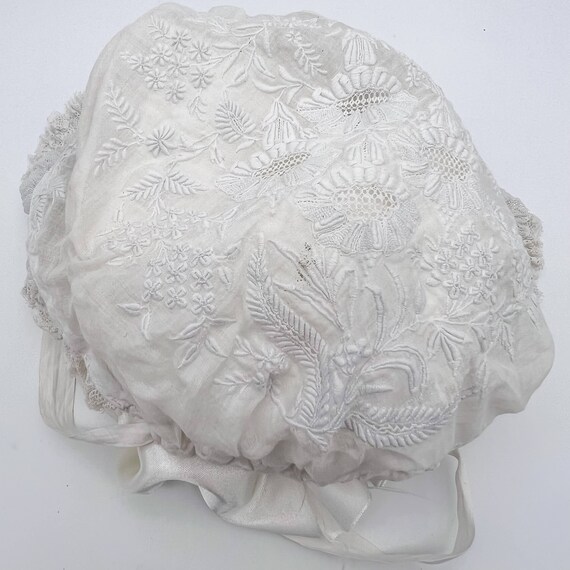 Antique Edwardian Era Baby Bonnet/Cotton Voile an… - image 7