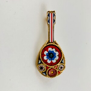 Italian Micromosaic Mandolin Brooch 1950s