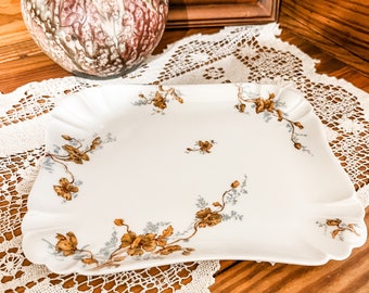 1920s Antique Haviland Limoges Floral Porcelain Tray Dish Platter