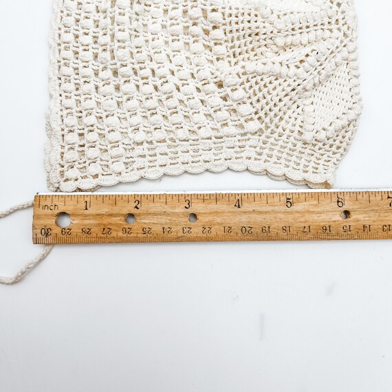 Hand Filet Crocheted Ecru Cotton Baby Bonnet/Hat/… - image 7