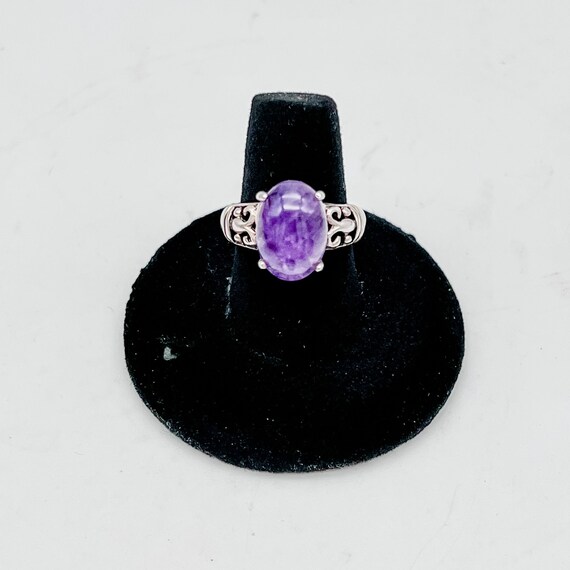 Amethyst Cabochon and Sterling Silver Vintage Rin… - image 3