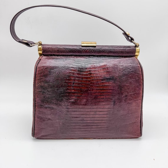 Upcycled 1950s Lesco Brown Alligator Purse - image 4