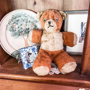 Vintage 1940s Teddy Bear/Plastic Eyes/Sewn Nose/12&quot;