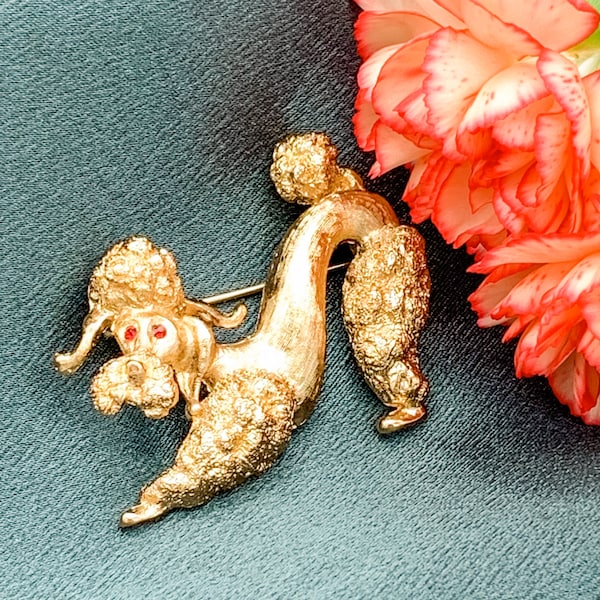Monet Poodle Dog Figural Pin/c1950s-60s