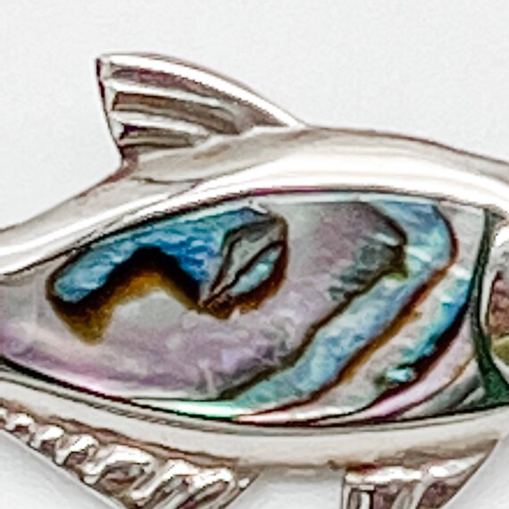 Alpaca Silver and Abalone Mexican Fish Pin/1970s - image 6