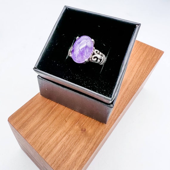 Amethyst Cabochon and Sterling Silver Vintage Rin… - image 10
