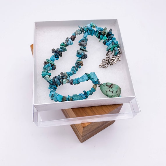 Chunky Natural Turquoise Pendant Necklace/Boho/So… - image 8