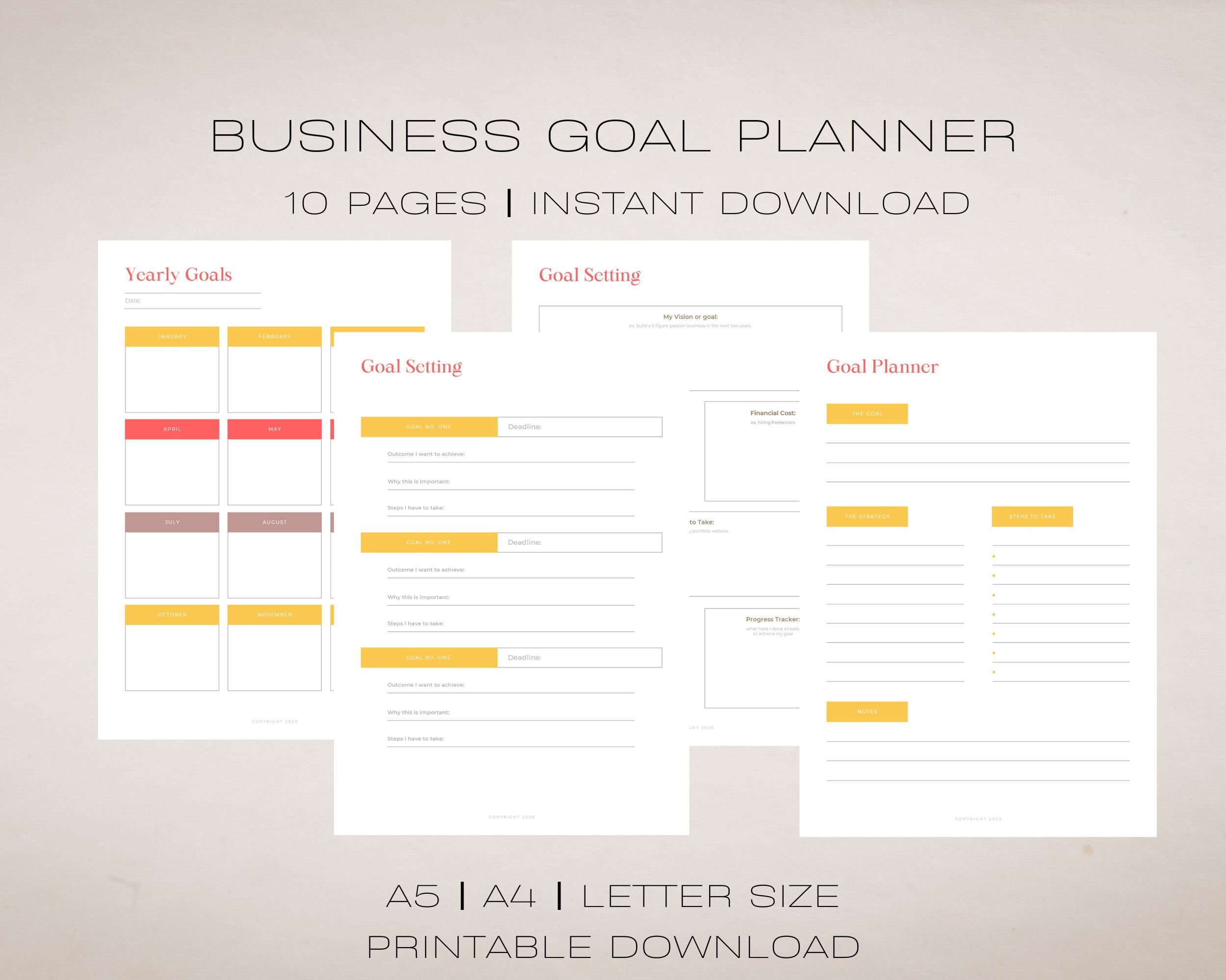 Business Goal Planner Printable Planner Business Planner Planner Sheets ...