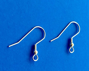 Silver plated Stainless Steel French Ear Hooks Ball Coil 24/50 PCs