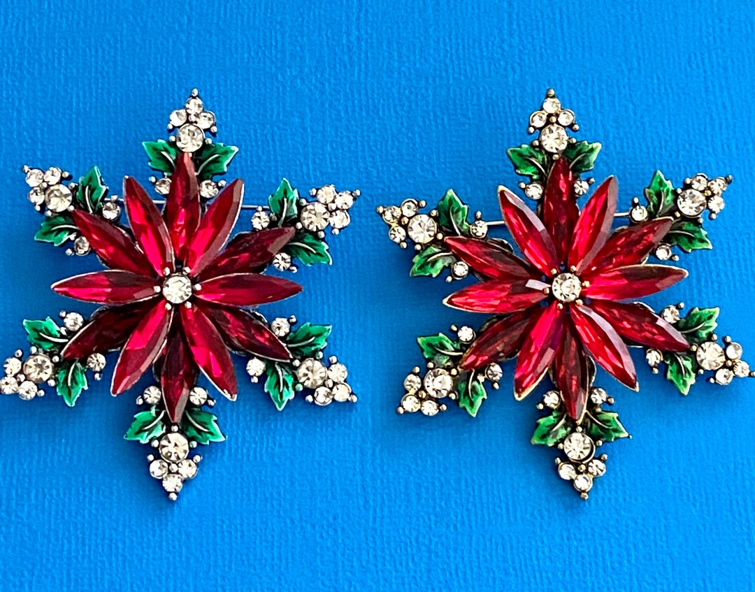 Cadeau de broche de strass de flocon de neige de fleur de Noël Etsy