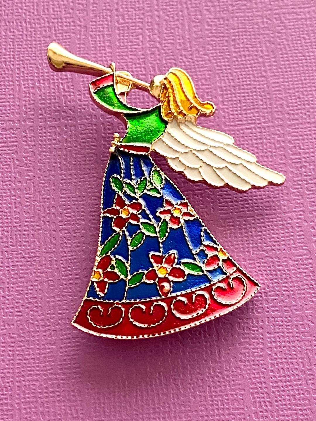 Angel Christmas Brooch Beautiful Pin Pendant Gift Etsy