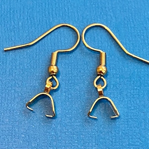 18K Gold plated Stainless Steel French Ear Hooks with pinch bail 30 pcs