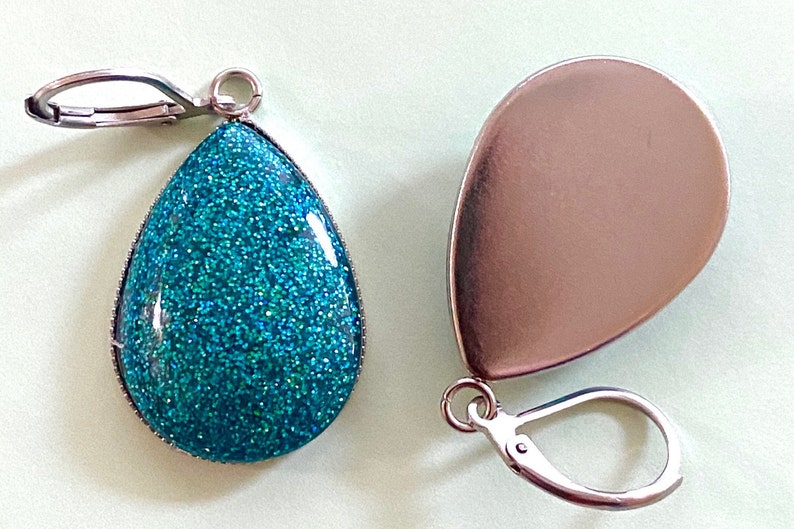 Holographic Turquoise teardrop earrings