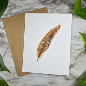 Feather Watercolor Note Card, Fly Tying Card, Dry Fly, Fly Fishing Gift, fishing Stationery, Gift for Fisherman Fisherwoman