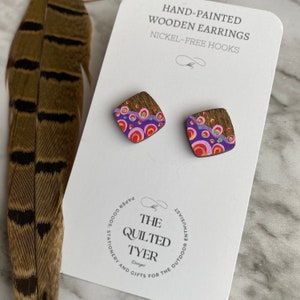 Hand Painted Wooden Trout Pattern Earring studs,  Fishing Earrings, Outdoor Gift, Fly Tying Gift for mom, Nature Gift, Fishing Art