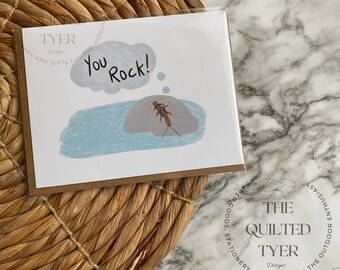 You Rock! Stonefly Fly fishing card, fishing greeting card, fishing card, fly tying gift, fly fishing gift, thank you outdoors card