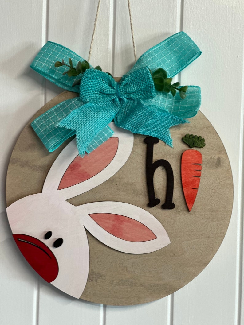 Easter Door Hanger Bunny Door Hanger Hi Door Hanger Easter Etsy