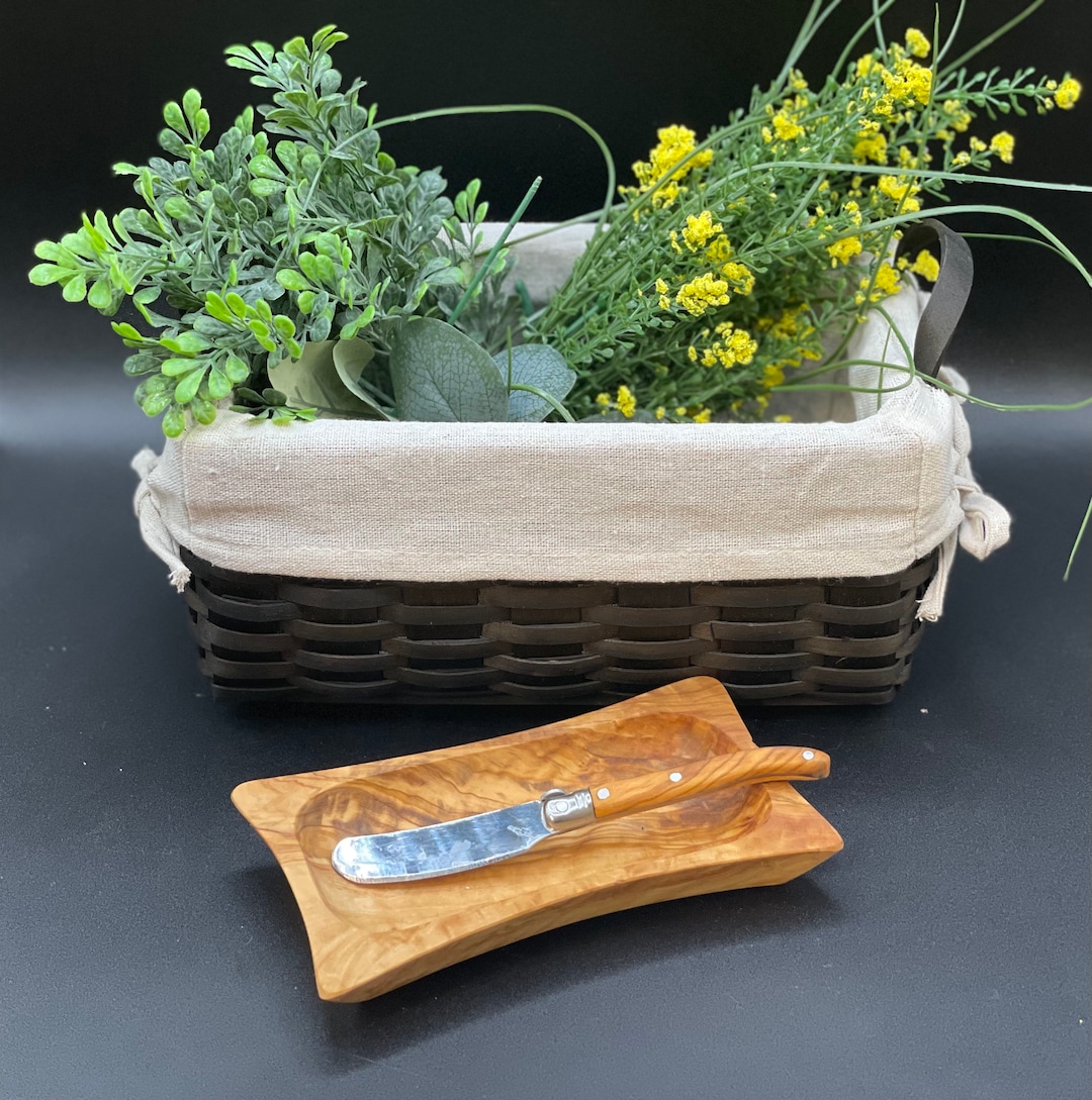 Olive Wood Butter Dish Set, Olive Wood, Olive Wood Butter Set, Olive Wood Butter Set With Knife