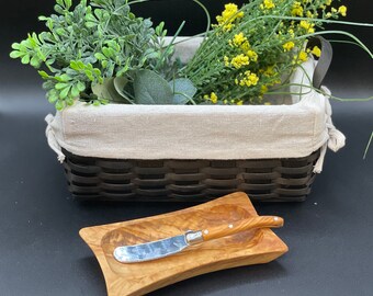 Olive Wood Butter Dish Set, Olive Wood, Olive Wood Butter Set, Olive Wood Butter Set with Knife, Natural Olive Wood