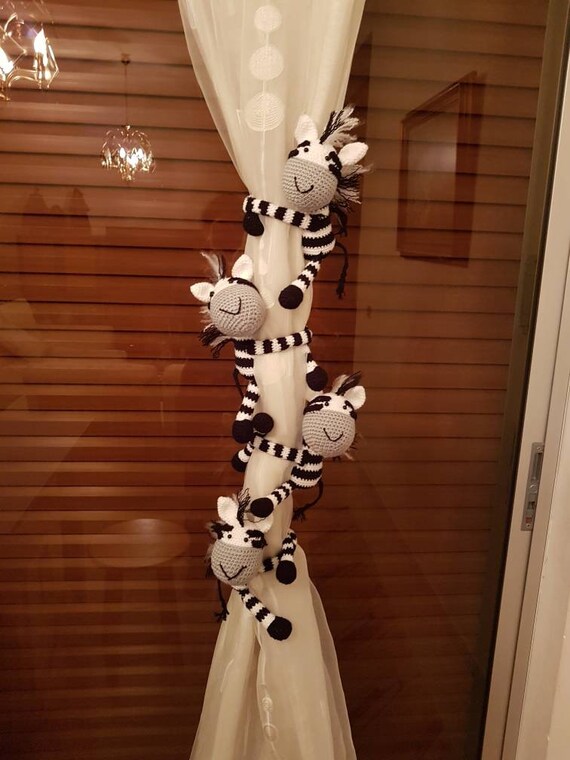 Crochet Zebra Curtain Tie Back Handmade Crochet For Etsy