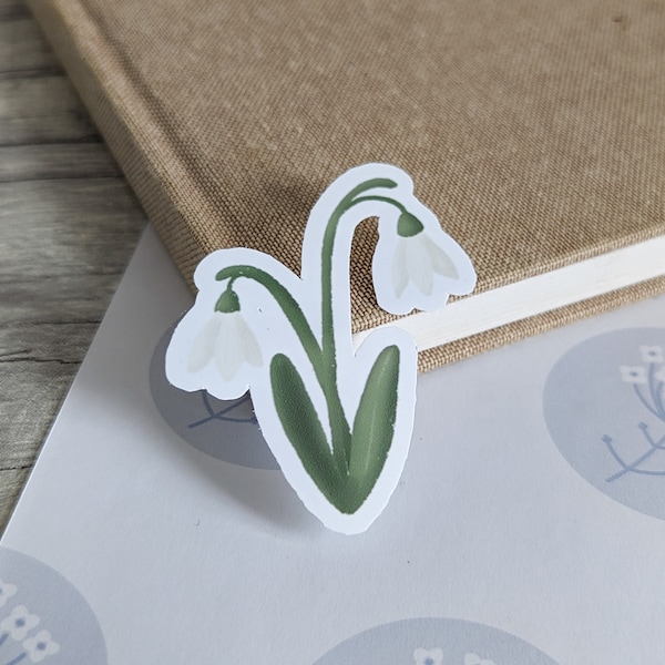 Schneeglöckchen Sticker | Blumen Illustration | Schneeglöckchen gestanzter Aufkleber | Alison Jane Designs