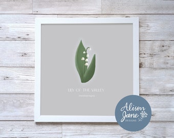 Lily of the Valley Print | Wildflower | Lily of the Valley Illustration | Spring Flowers | Digital Art Print