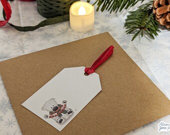 Christmas Polar Bear Gift Tag | Polar Bear Illustration | Polar Bear Gift Tag | Alison Jane Designs