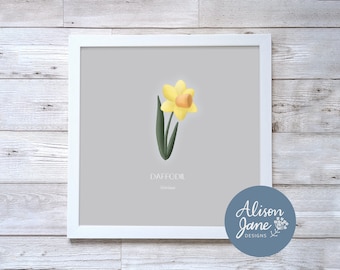 Daffodil Print | Wildflower | Daffodil Illustration | Spring Flowers | Digital Art Print