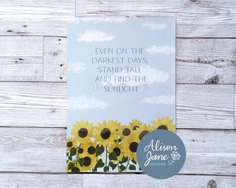 Sunflower Print | Wildflower | Sunflower Illustration | Quote Print | Motivational Quote | Digital Art Print