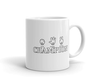 Rock Paper Scissors Gamer Coffee Mug, Rock Paper Scissors Champion