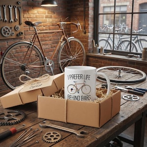 Funny Cycling Mug: I Prefer Life Behind Bars, Bike Lover Gift image 2