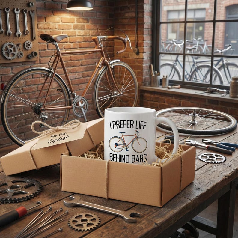 Funny Cycling Mug: I Prefer Life Behind Bars, Bike Lover Gift image 2