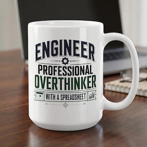 Custom Engineer Overthinker Mug, Funny Spreadsheet Coffee Cup, Personalized Engineering Gift, STEM Overthinker Tea Mug