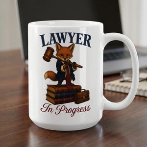 Personalized Fox Coffee Mug, Law Student Gift, Lawyer In Progress