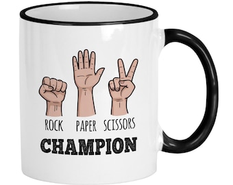 Rock Paper Scissors Champion Mug: Funny Coffee Cup Gift