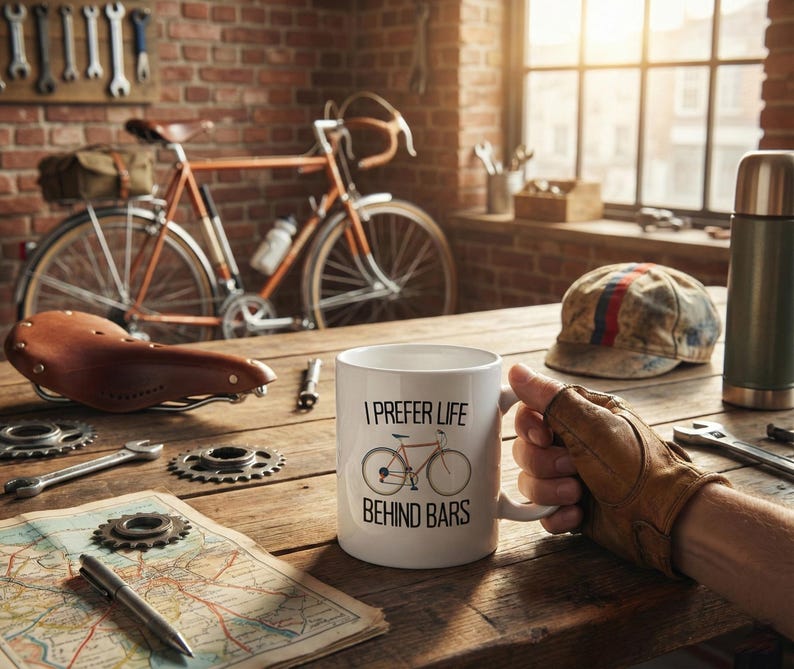 Funny Cycling Mug: I Prefer Life Behind Bars, Bike Lover Gift image 4