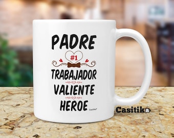 Regalos Para Papa. Dia Del Padre Regalos. Padre Trabajador Valiente Heroe Mug. Tazas Para El Dia Del Padre. Tumbler for Cumpleaños.