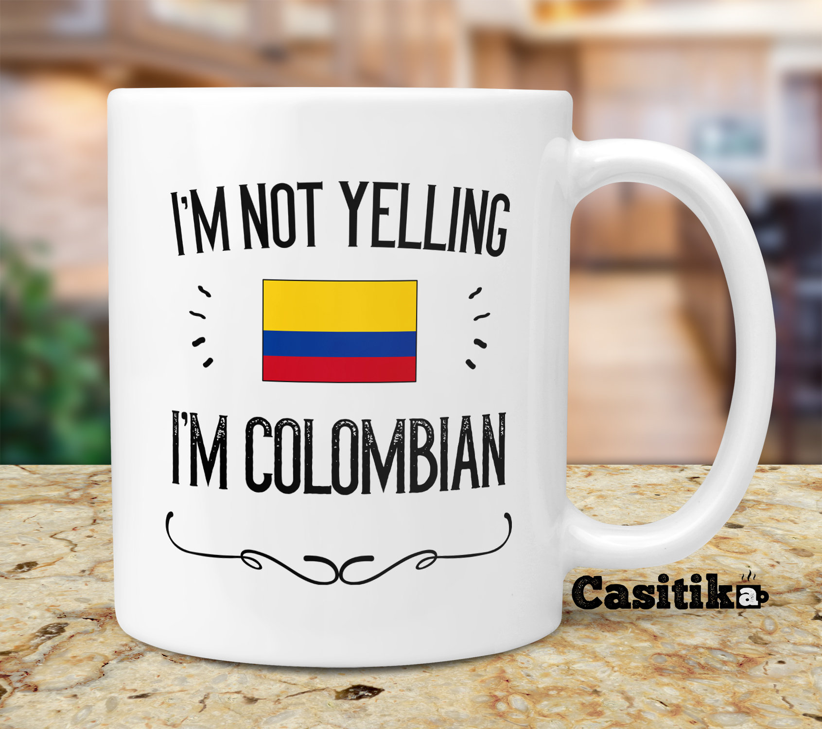 Mug Flag Heart Crest Country Gift Colombian Expat I Love Colombia 