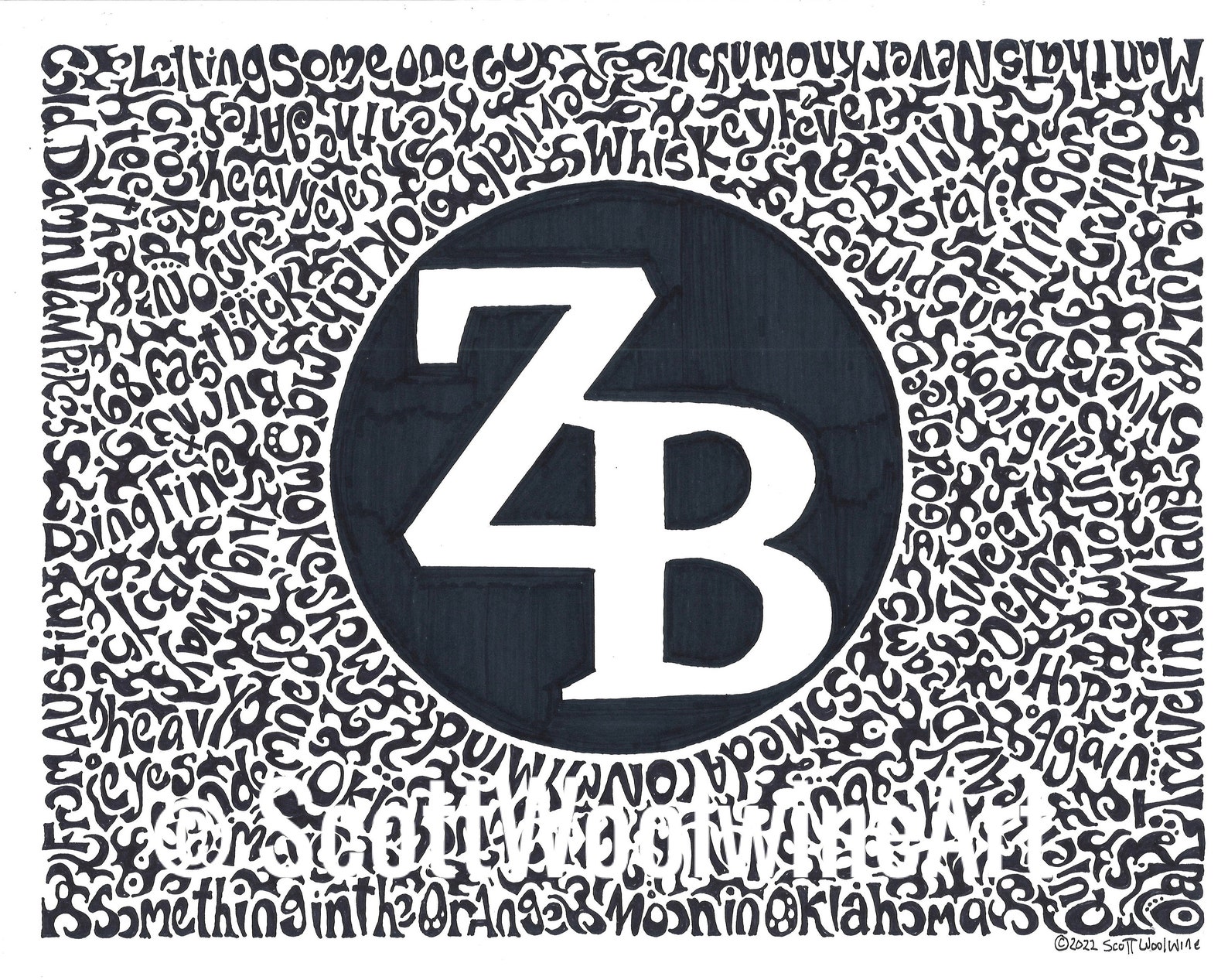 Zach Bryan Songs Drawing Etsy