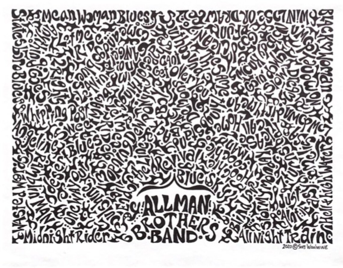 Allman Brothers Songs Drawing - Etsy